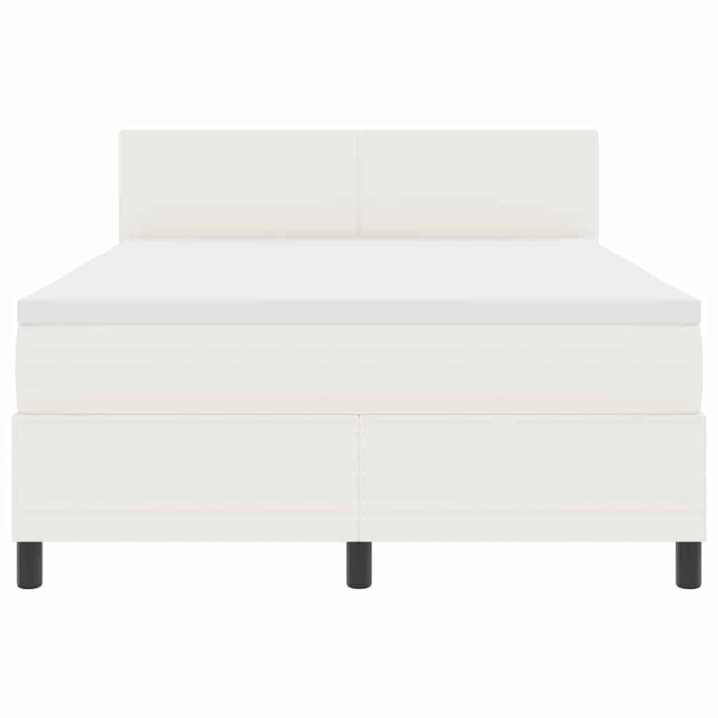 Boxspringbett Creme und Weiß 203 x 160 x 88 cm Cordstoff