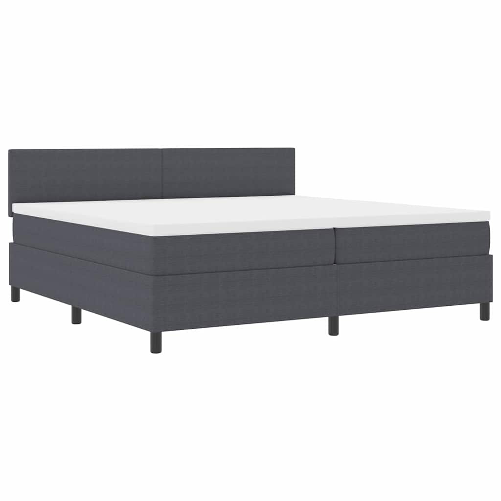 Boxspringbett Dunkelgrau und Weiß 203 x 200 x 88 cm Cordstoff
