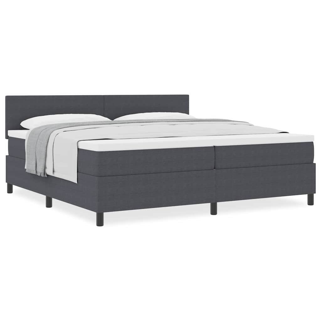 Boxspringbett Dunkelgrau und Weiß 203 x 200 x 88 cm Cordstoff