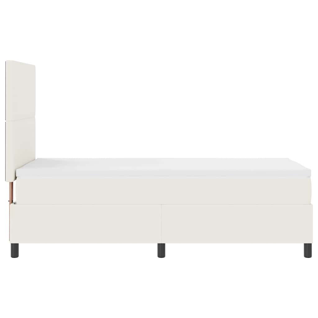Boxspringbett Creme und Weiß 203 x 80 x 128 cm Cordstoff