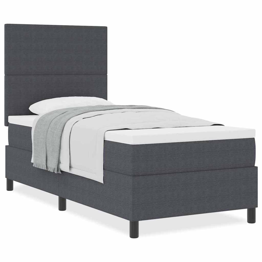 Boxspringbett Dunkelgrau und Weiß 203 x 100 x 128 cm Cordstoff