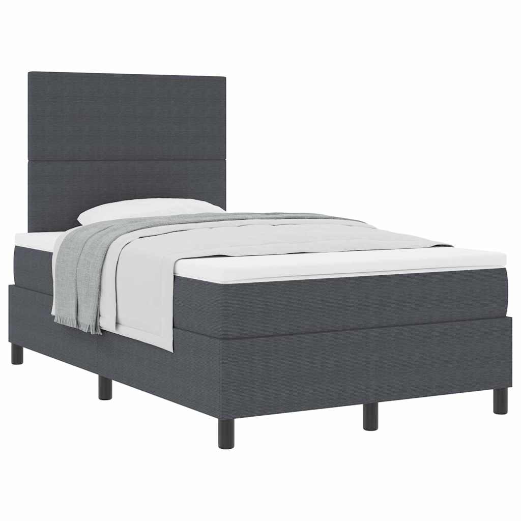 Boxspringbett Dunkelgrau und Weiß 193 x 120 x 128 cm Cordstoff