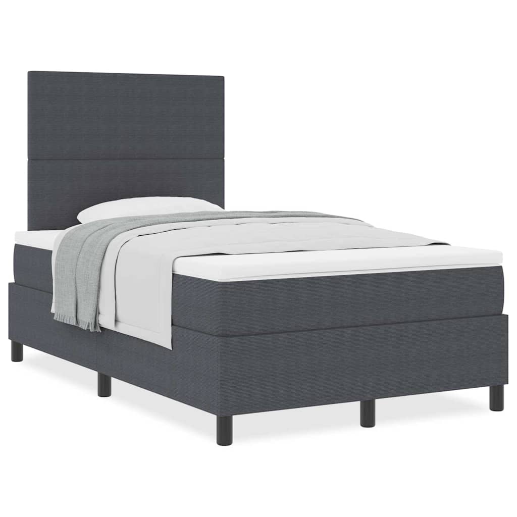 Boxspringbett Dunkelgrau und Weiß 193 x 120 x 128 cm Cordstoff