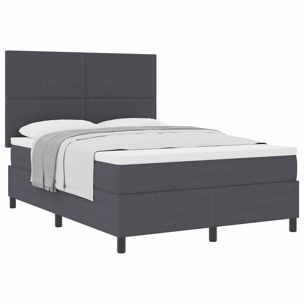Boxspringbett Dunkelgrau und Weiß 203 x 160 x 128 cm Cordstoff