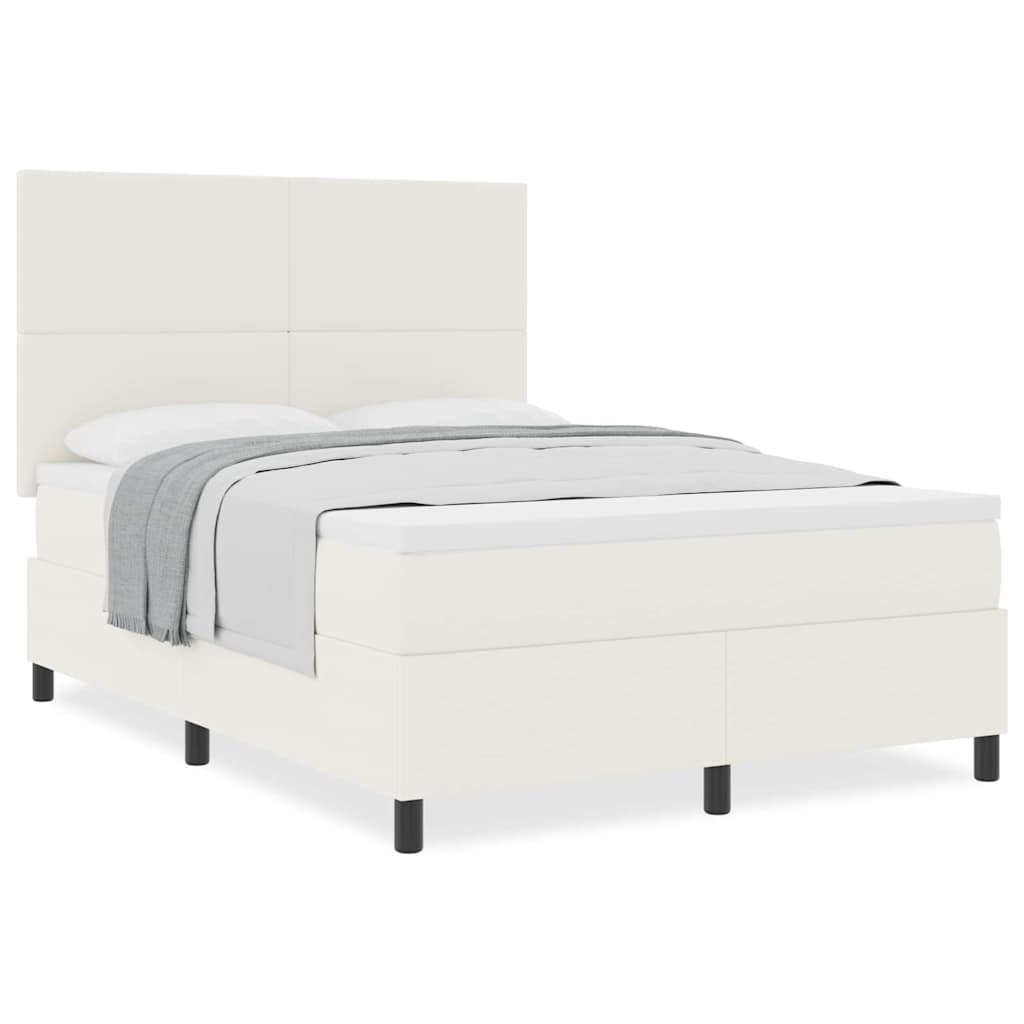 Boxspringbett Creme und Weiß 203 x 160 x 128 cm Cordstoff