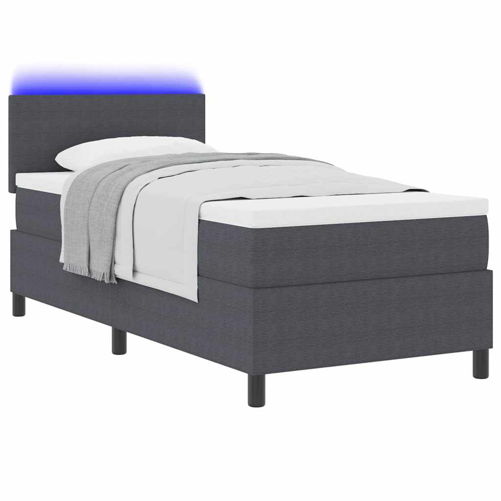 Boxspringbett Dunkelgrau und Weiß 193 x 90 x 88 cm Cordstoff