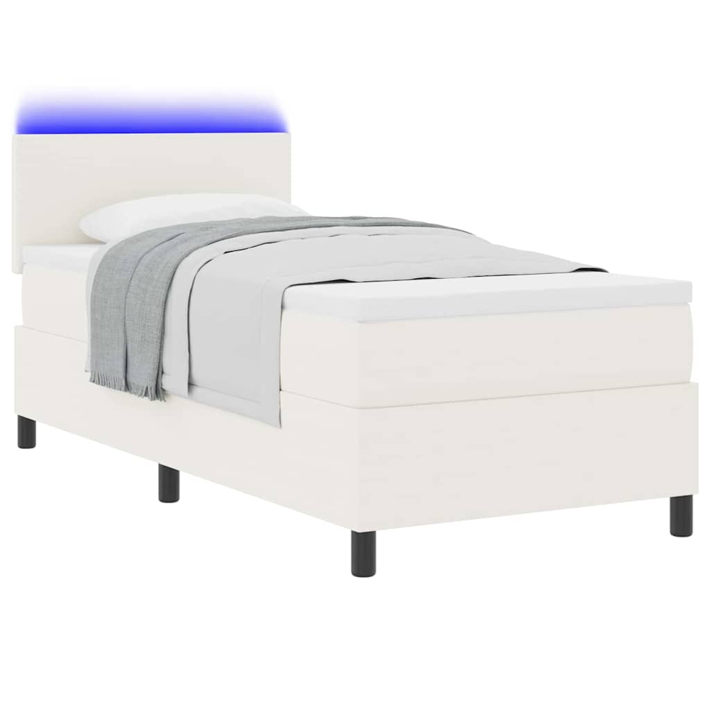 Boxspringbett Creme und Weiß 203 x 100 x 88 cm Cordstoff