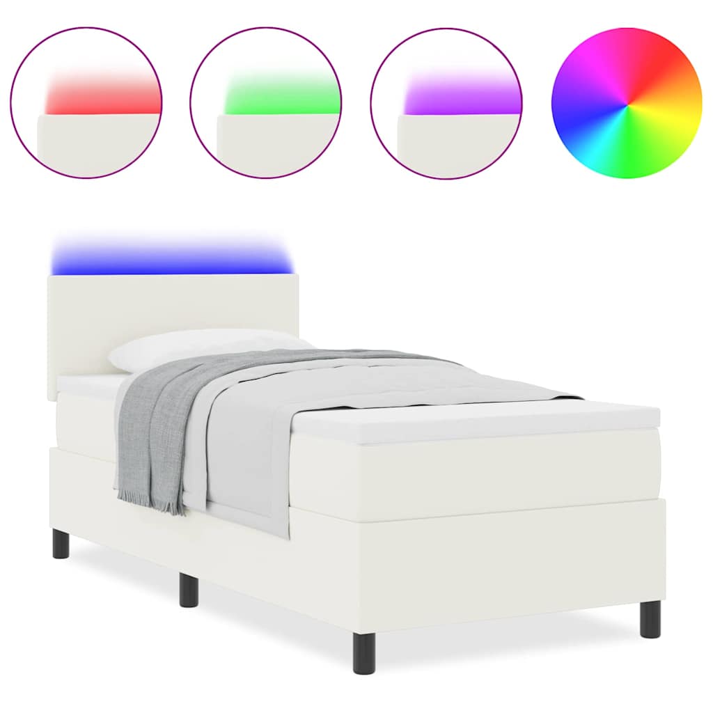 Boxspringbett Creme und Weiß 203 x 100 x 88 cm Cordstoff