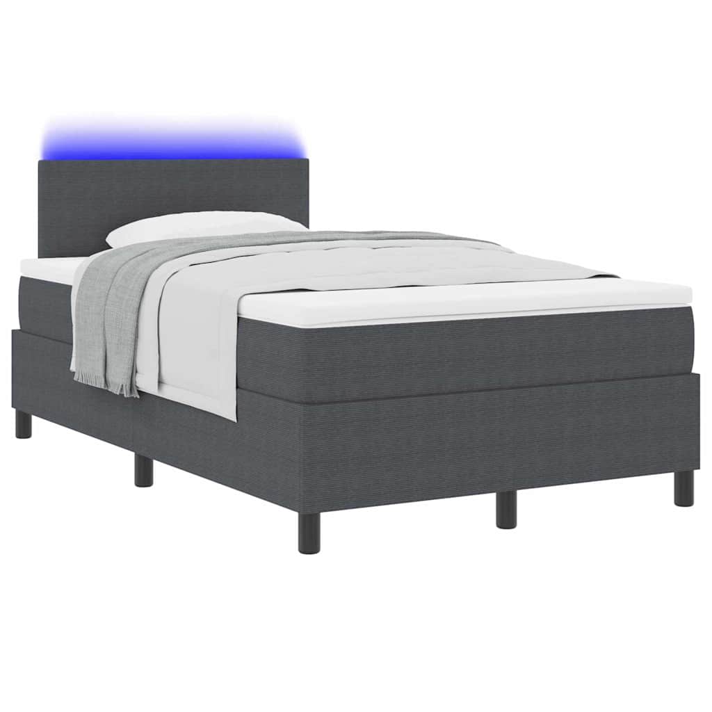 Boxspringbett Dunkelgrau und Weiß 193 x 120 x 88 cm Cordstoff