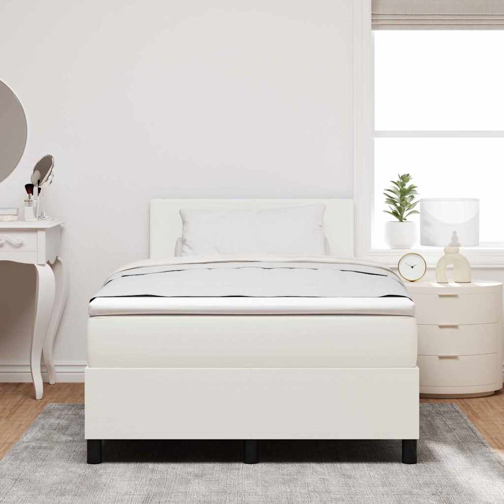 Boxspringbett Creme und Weiß 203 x 120 x 88 cm Cordstoff