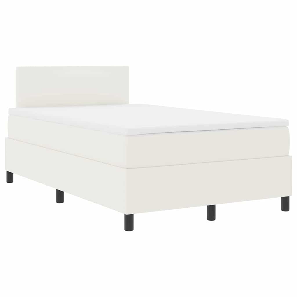 Boxspringbett Creme und Weiß 203 x 120 x 88 cm Cordstoff