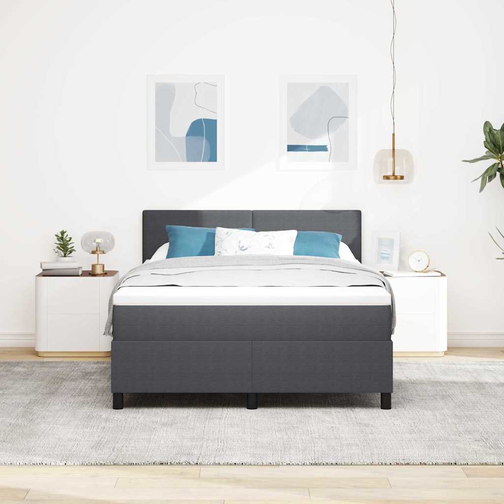 Boxspringbett Dunkelgrau und Weiß 203 x 160 x 88 cm Cordstoff