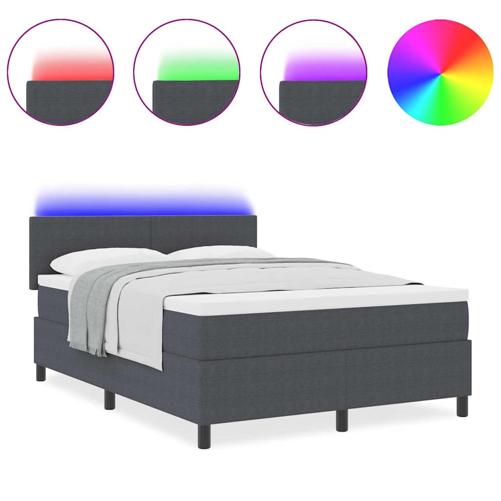 Boxspringbett Dunkelgrau und Weiß 203 x 160 x 88 cm Cordstoff