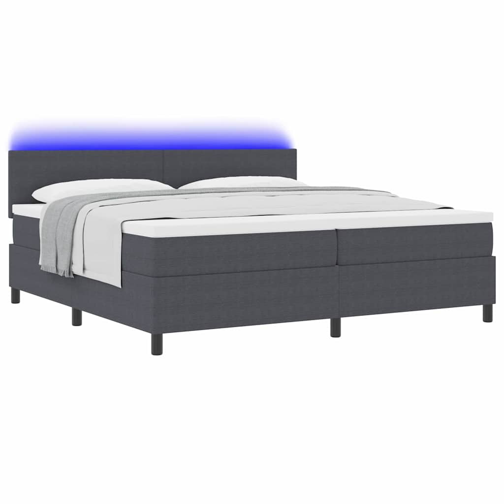Boxspringbett Dunkelgrau und Weiß 203 x 200 x 88 cm Cordstoff