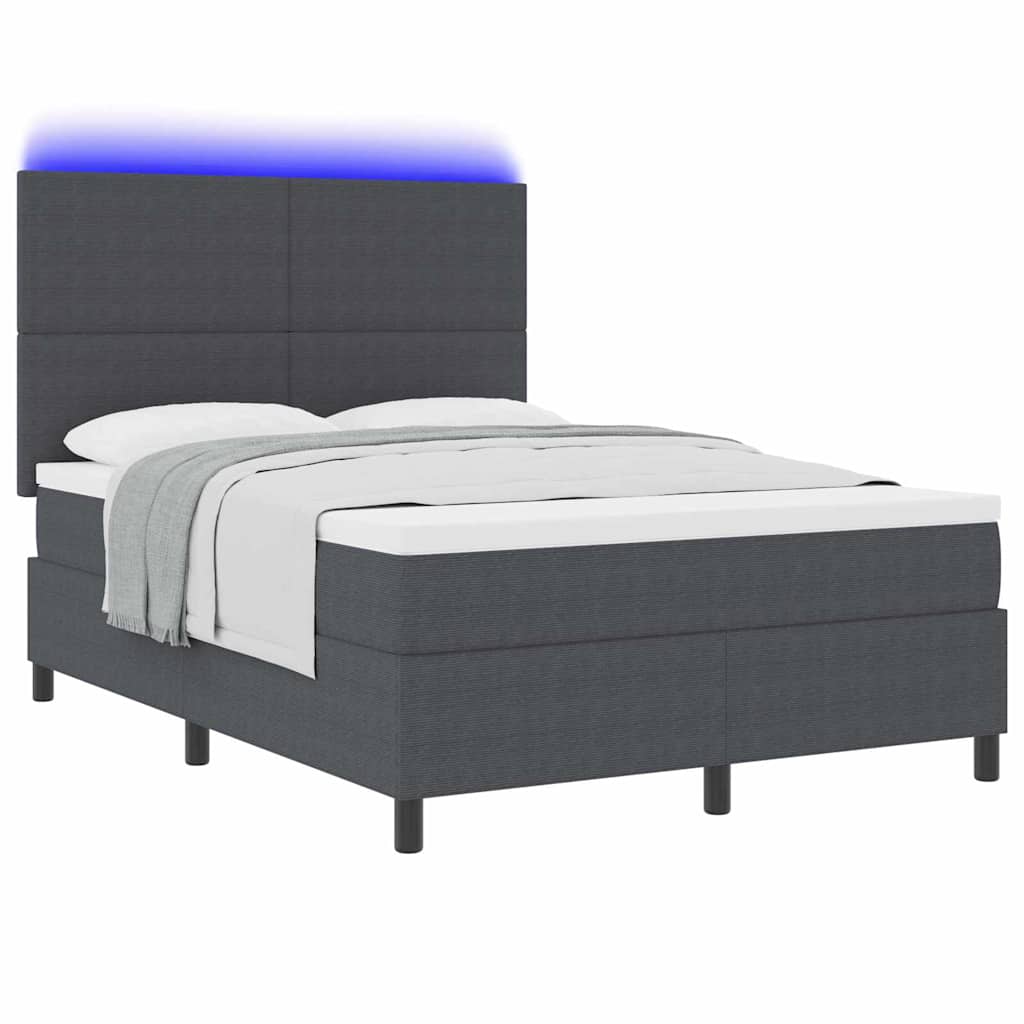 Boxspringbett Dunkelgrau und Weiß 203 x 160 x 128 cm Cordstoff