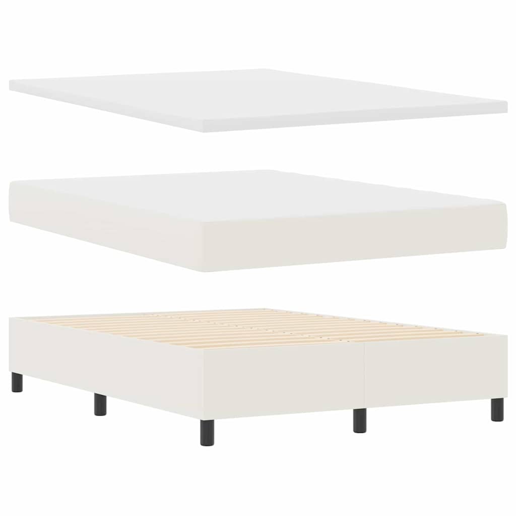 Boxspringbett Creme und Weiß 203 x 160 x 128 cm Cordstoff