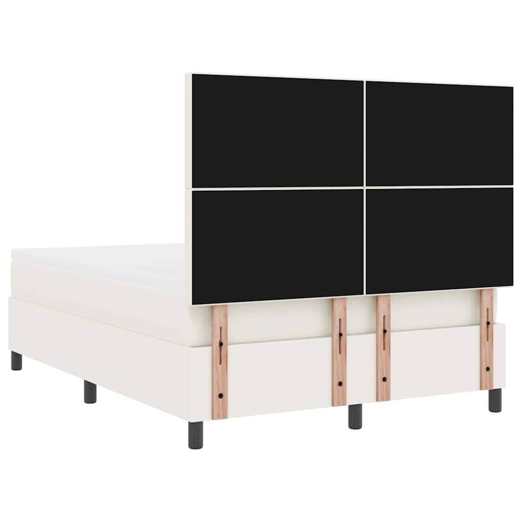 Boxspringbett Creme und Weiß 203 x 160 x 128 cm Cordstoff