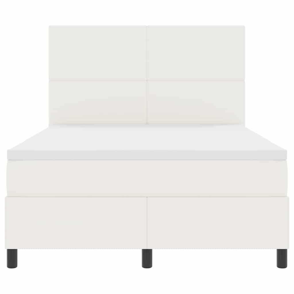 Boxspringbett Creme und Weiß 203 x 160 x 128 cm Cordstoff