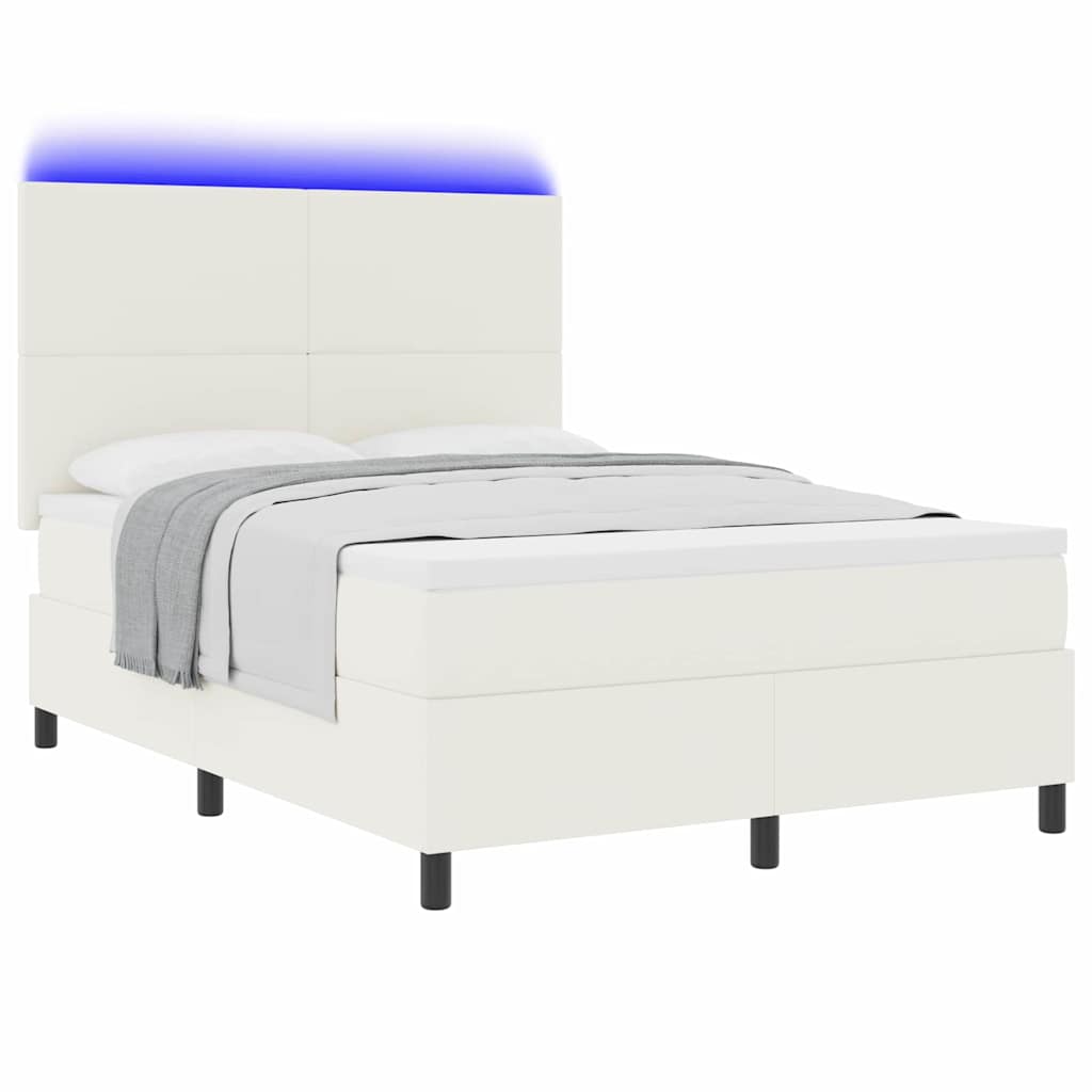 Boxspringbett Creme und Weiß 203 x 160 x 128 cm Cordstoff