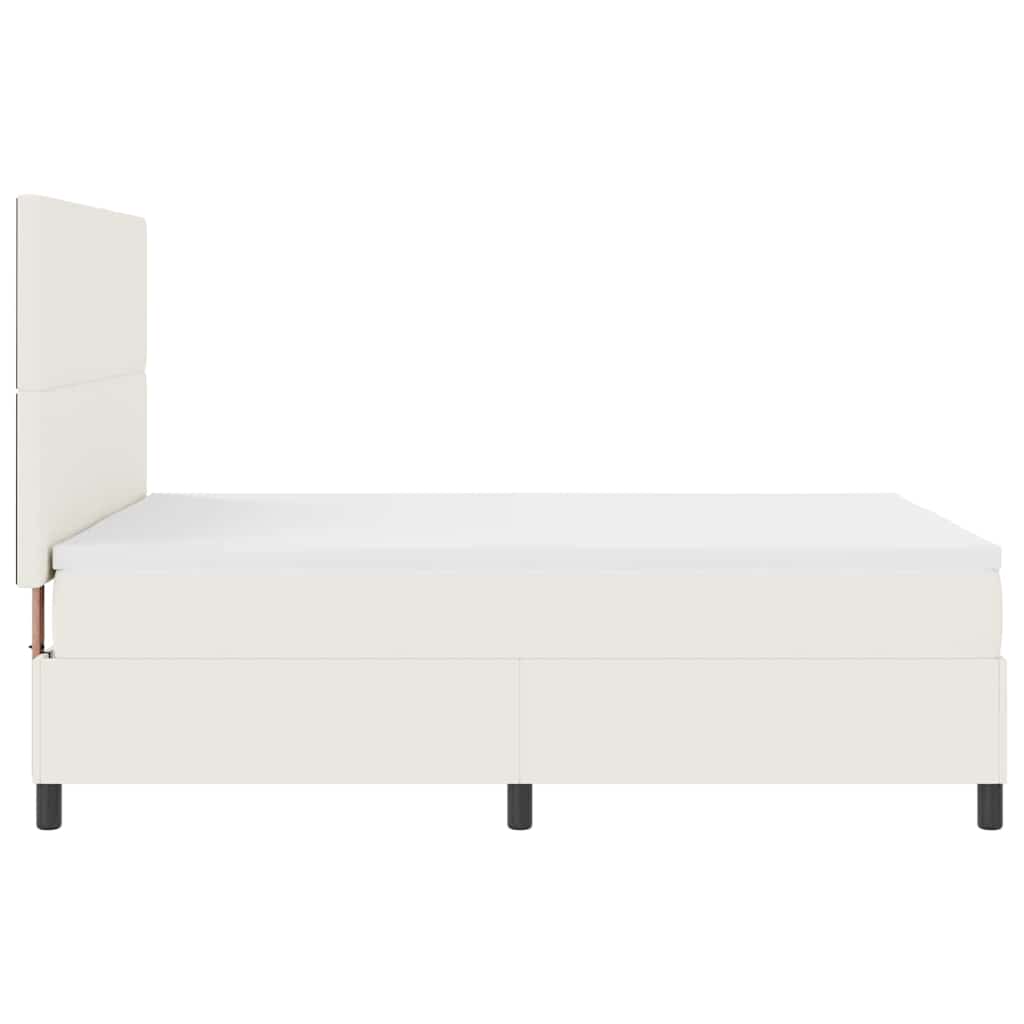 Boxspringbett Creme und Weiß 203 x 160 x 128 cm Cordstoff