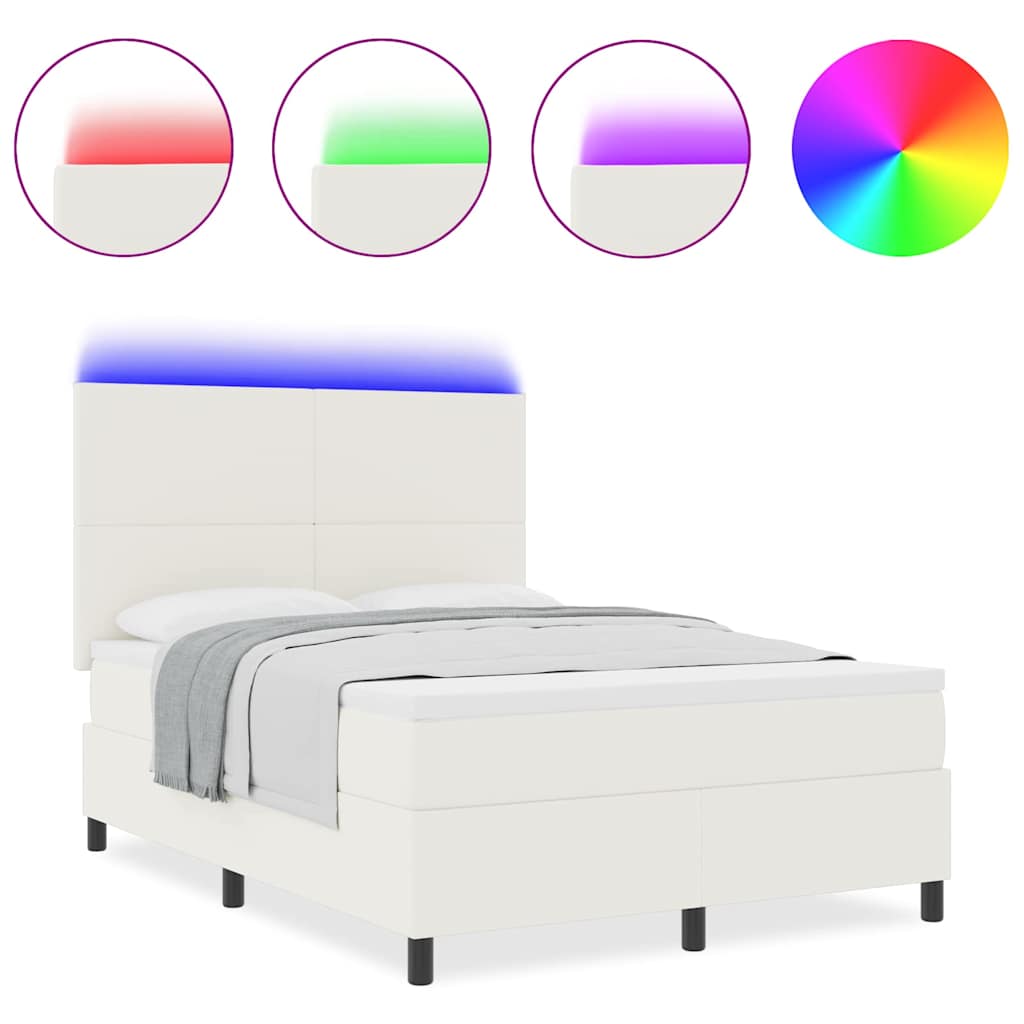 Boxspringbett Creme und Weiß 203 x 160 x 128 cm Cordstoff