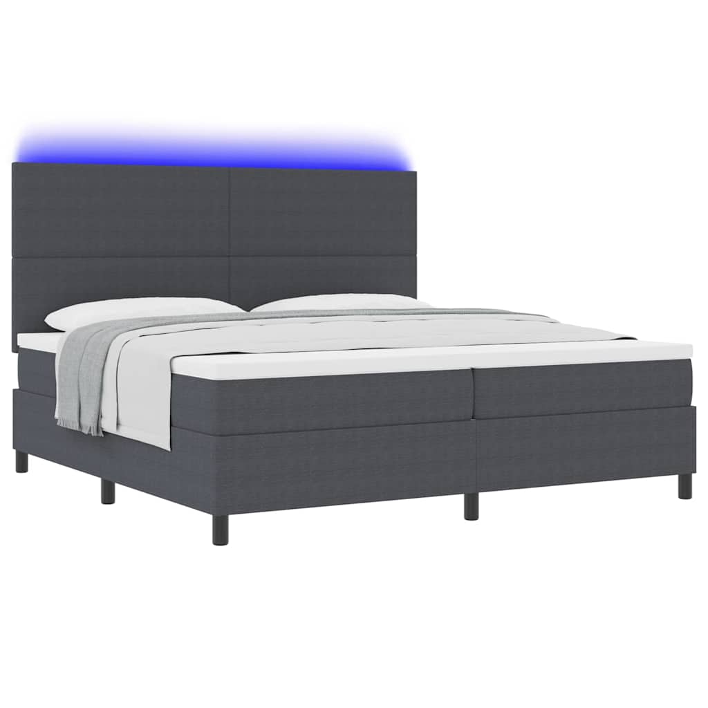 Boxspringbett Dunkelgrau und Weiß 203 x 200 x 128 cm Cordstoff