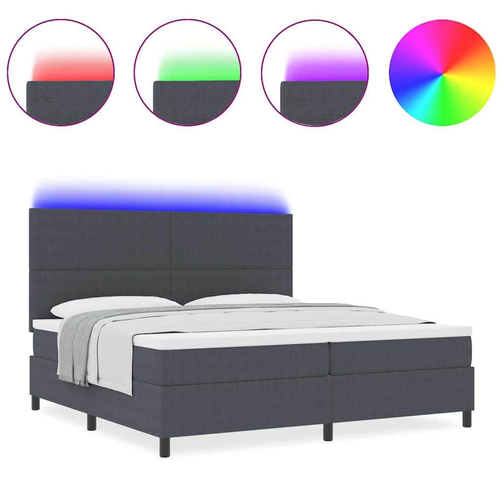 Boxspringbett Dunkelgrau und Weiß 203 x 200 x 128 cm Cordstoff