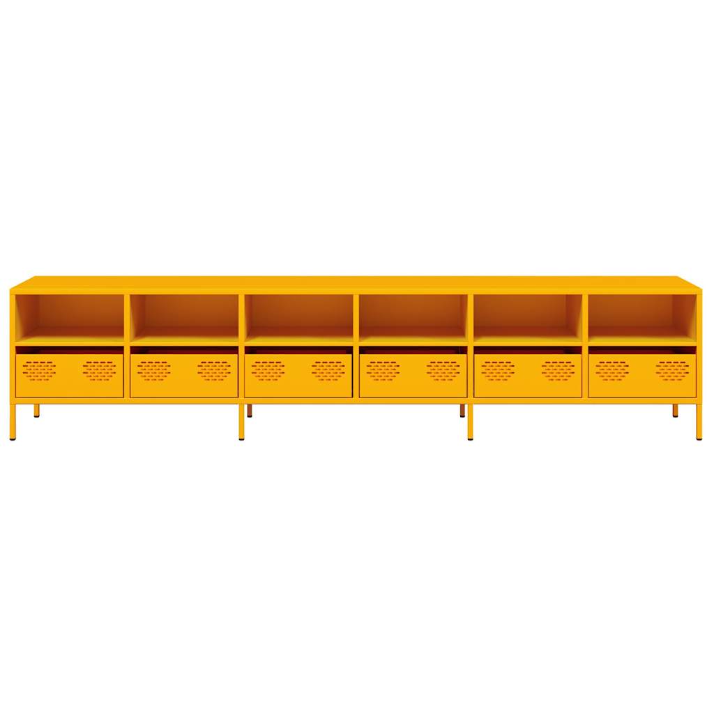 Meuble TV jaune moutarde 202x39x43,5 cm Acier laminé à froid