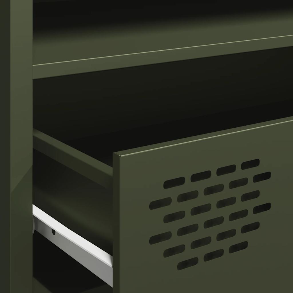Meuble TV vert olive 202x39x43,5 cm Acier laminé à froid