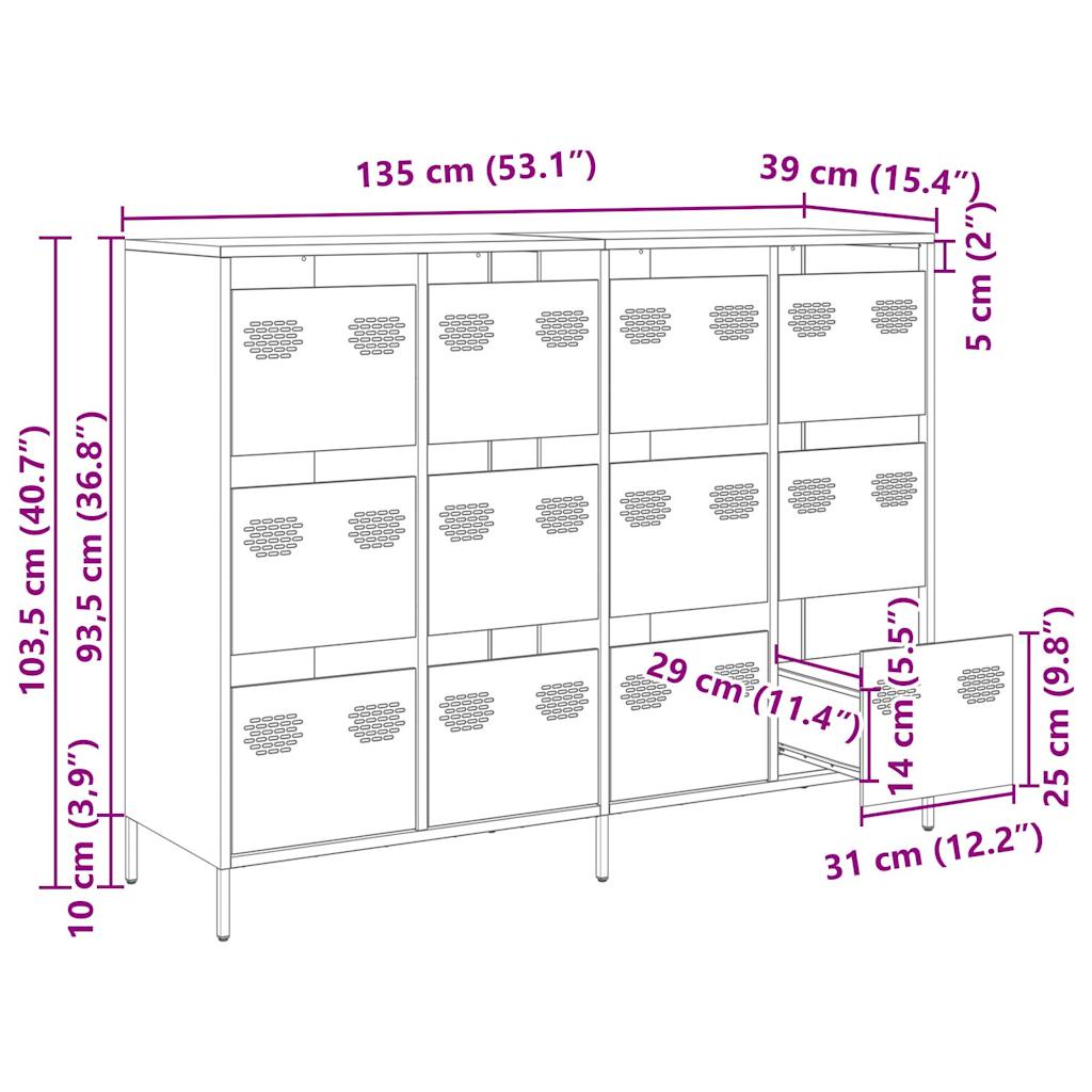 Sideboard Anthrazit 135x39x103,5 cm Kaltgewalzter Stahl