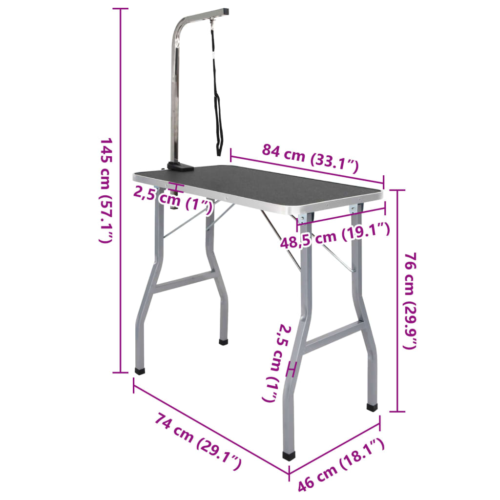 Table de toilettage avec écharpe pour chiens, chats, pliable