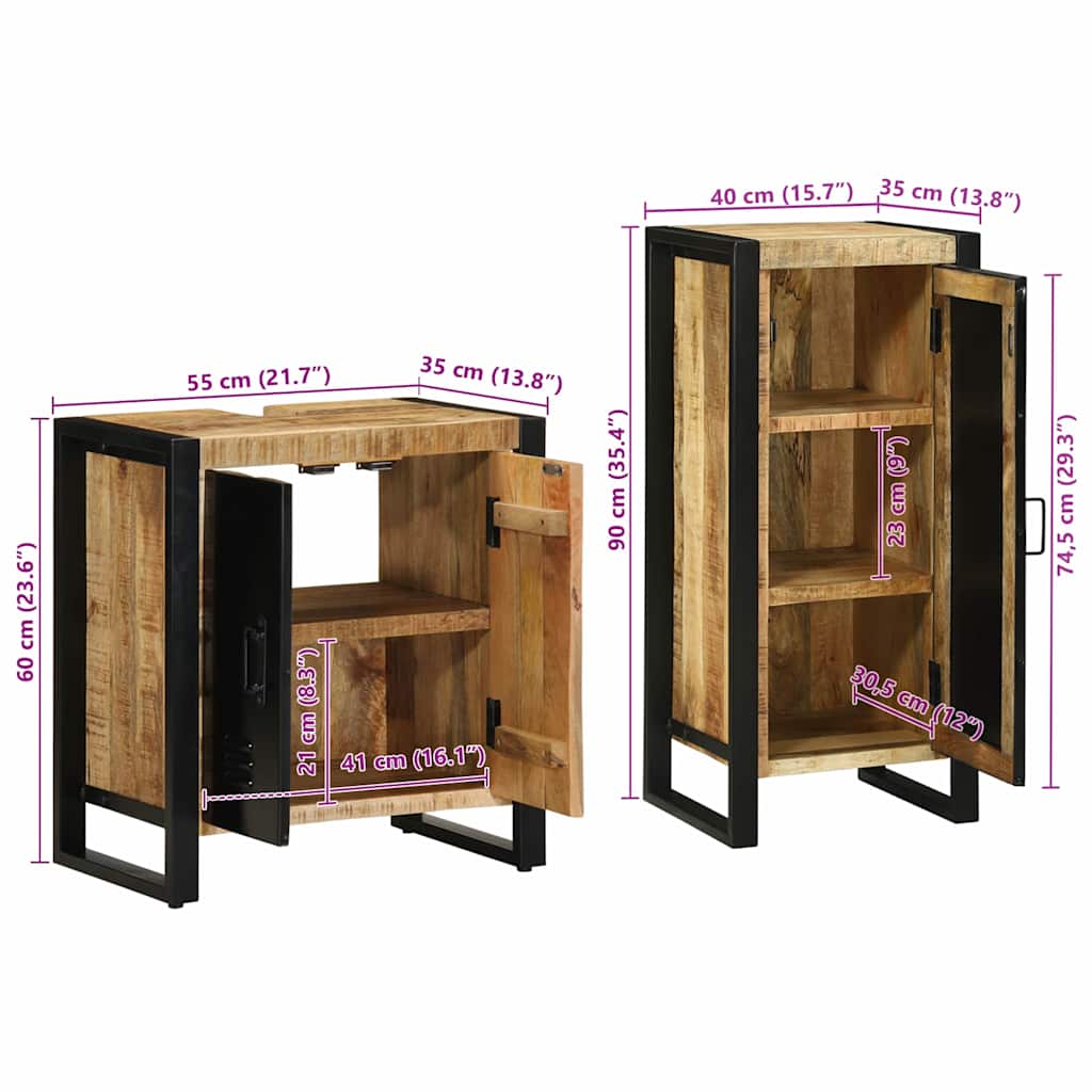 Badezimmermöbel-Set 2 stk. Braun und Schwarz 40 x 35 x 90 cm