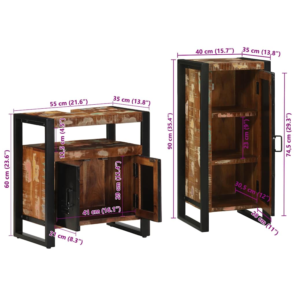 Badezimmermöbel-Set 2 stk. Mehrfarbig und Schwarz
