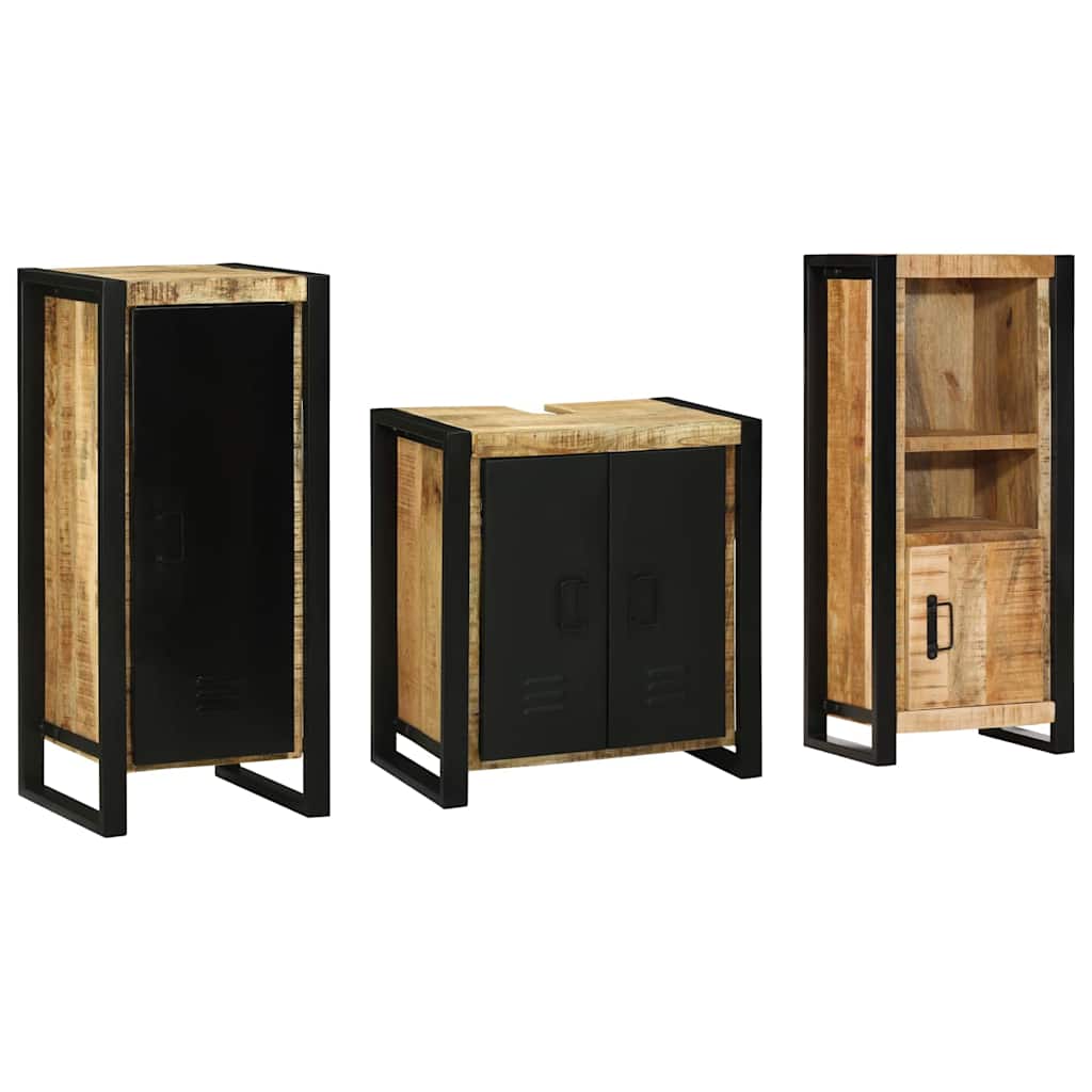 Badezimmermöbel Set mit Regal 3 pcs Braun Massives Mango-Holz