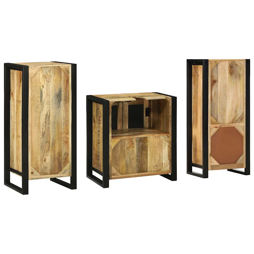 Badezimmermöbel Set mit Regal 3 pcs Braun Massives Mango-Holz