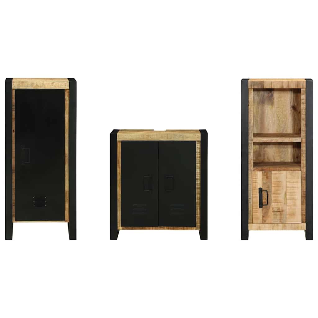 Badezimmermöbel Set mit Regal 3 pcs Braun Massives Mango-Holz