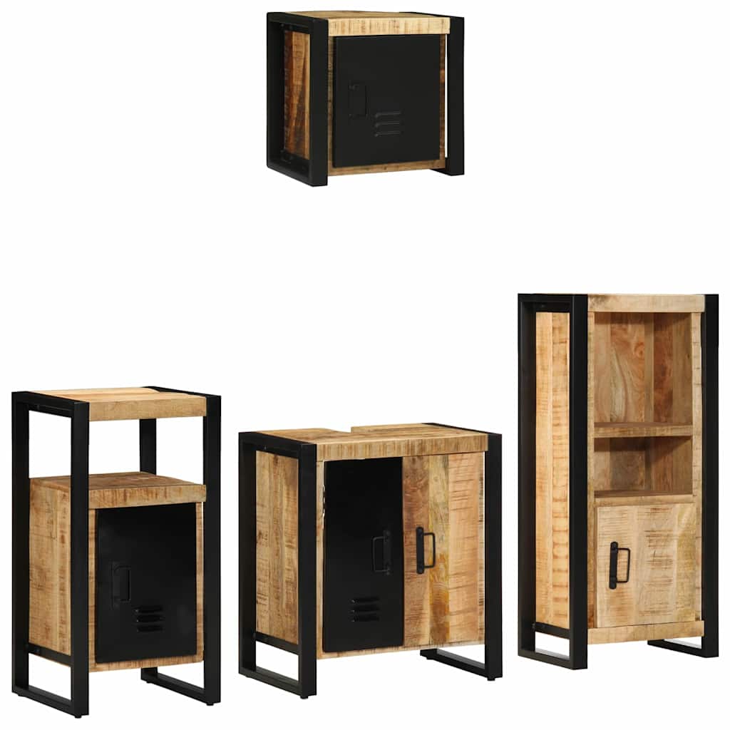 Badezimmermöbel Set mit Regal 4 pcs Braun Massives Mango-Holz