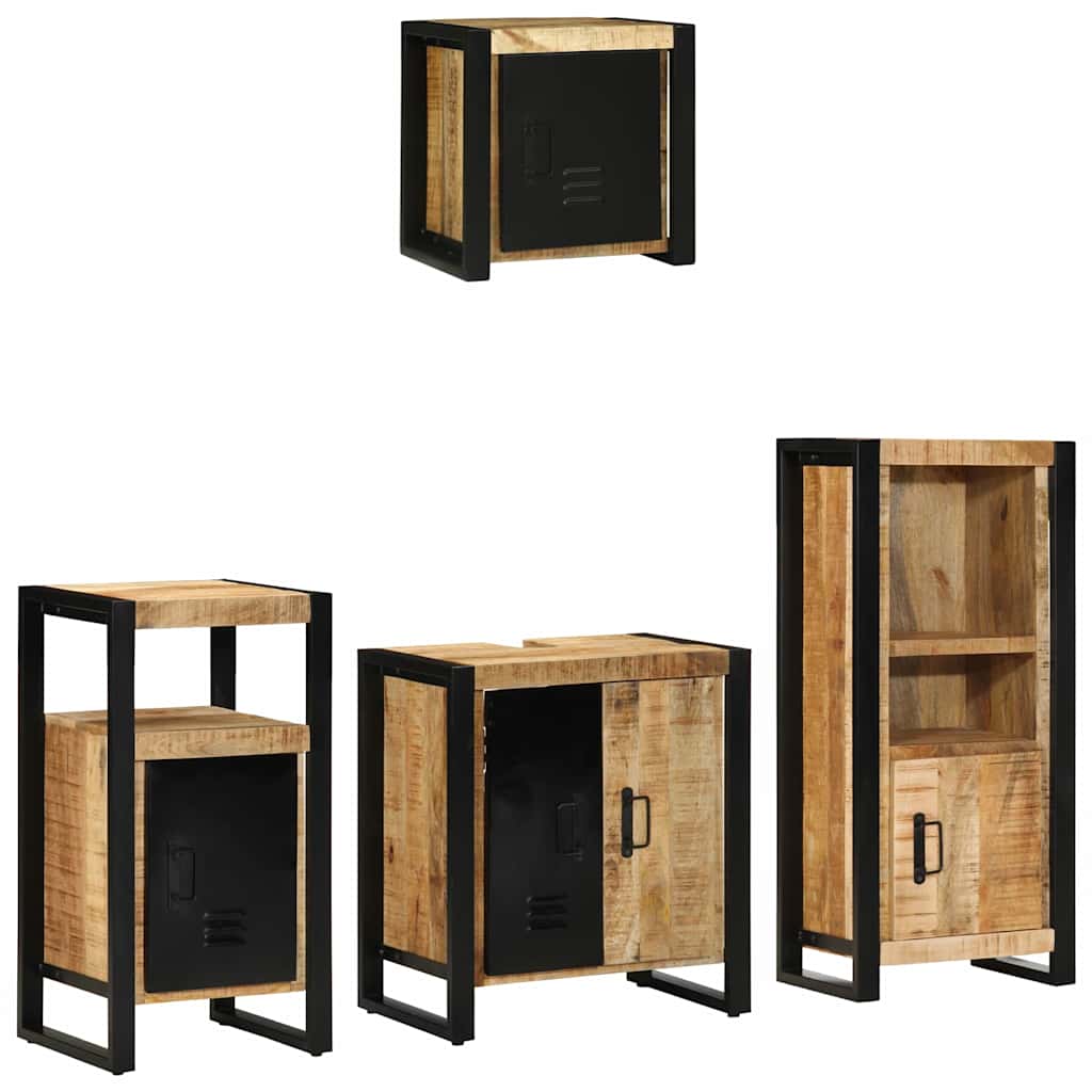 Badezimmermöbel Set mit Regal 4 pcs Braun Massives Mango-Holz