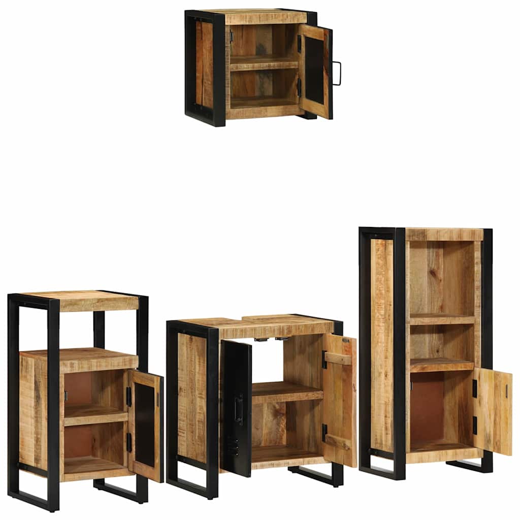 Badezimmermöbel Set mit Regal 4 pcs Braun Massives Mango-Holz