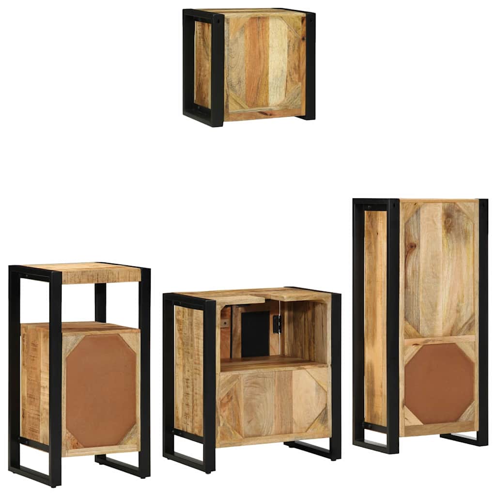 Badezimmermöbel Set mit Regal 4 pcs Braun Massives Mango-Holz