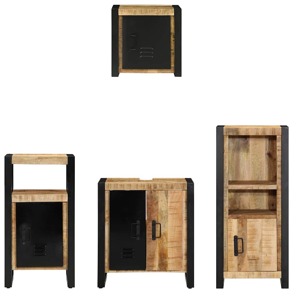Badezimmermöbel Set mit Regal 4 pcs Braun Massives Mango-Holz