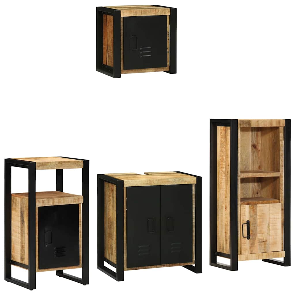 Badezimmermöbel Set mit Regal 4 pcs Braun Massives Mango-Holz