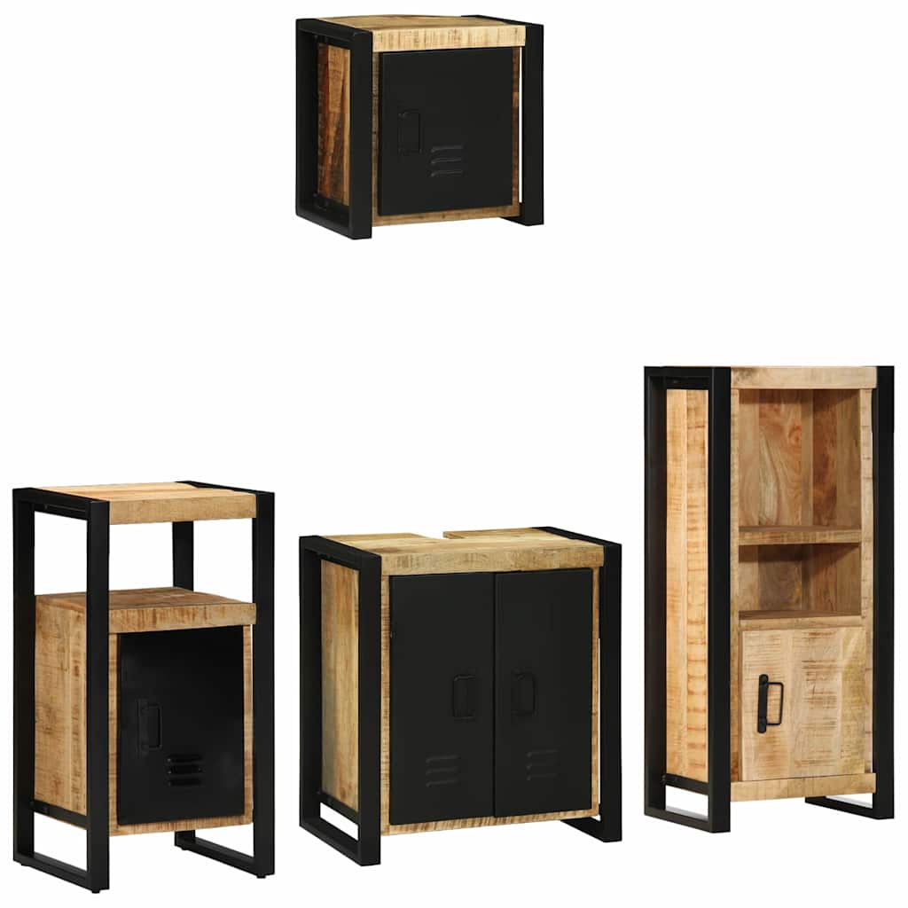 Badezimmermöbel Set mit Regal 4 pcs Braun Massives Mango-Holz