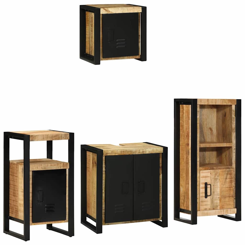 Badezimmermöbel Set mit Regal 4 pcs Braun Massives Mango-Holz