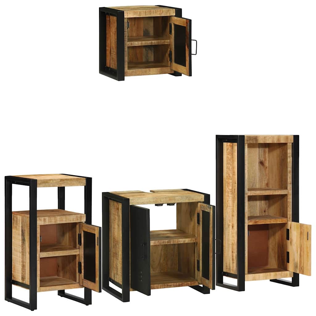 Badezimmermöbel Set mit Regal 4 pcs Braun Massives Mango-Holz