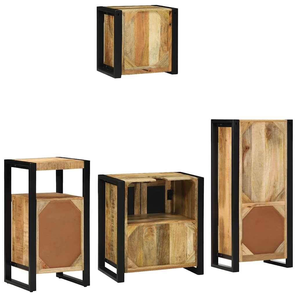 Badezimmermöbel Set mit Regal 4 pcs Braun Massives Mango-Holz