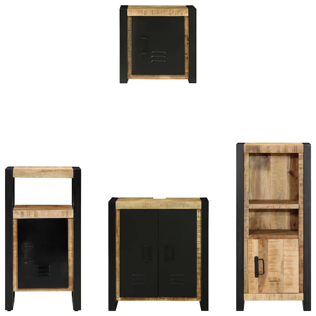 Badezimmermöbel Set mit Regal 4 pcs Braun Massives Mango-Holz