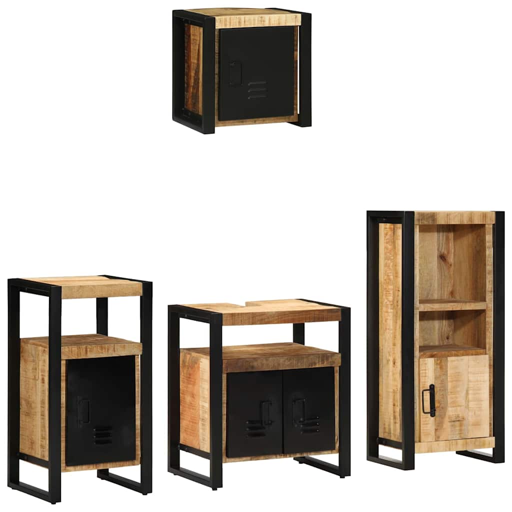 Badezimmermöbel Set mit Regal 4 pcs Braun Massives Mango-Holz