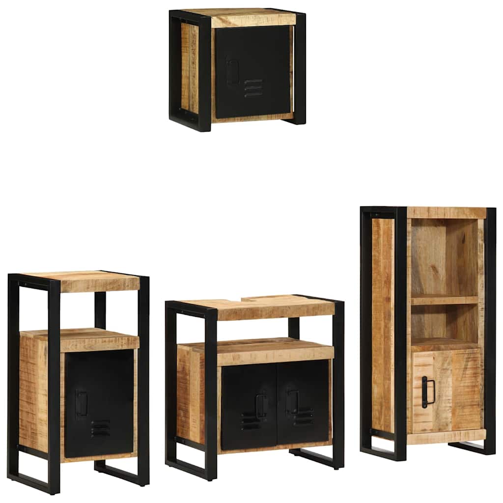 Badezimmermöbel Set mit Regal 4 pcs Braun Massives Mango-Holz