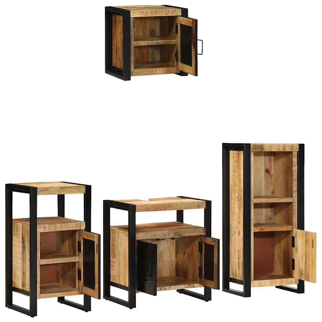 Badezimmermöbel Set mit Regal 4 pcs Braun Massives Mango-Holz